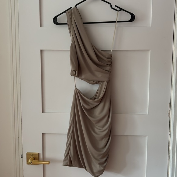 Zara Khaki and Gold Ruched Dress (NWOT) - Picture 11 of 11